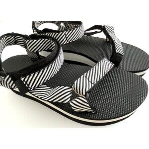 Teva Womens Flatform Sandals Size 9 Universal PlatformCandy Stripe Black White